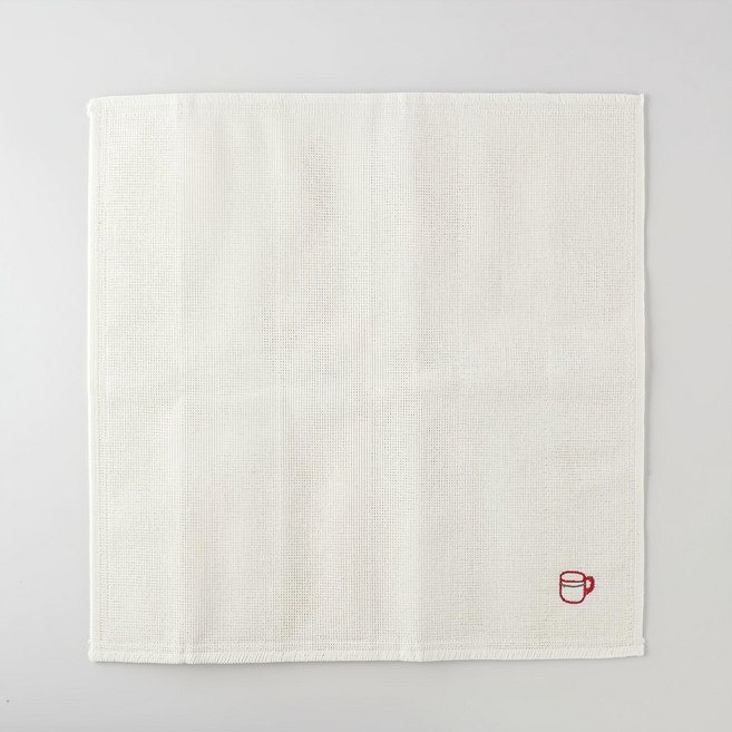 KAYA 純白刺繡蚊帳布廚房擦拭巾 紗布抹布- 茶杯, 1入