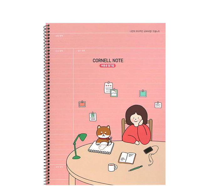 PINKFOOT 女孩狗狗圖案 康乃爾筆記本 套裝 8mm行距, 顏色隨機, 12本