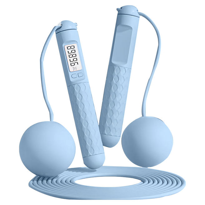 MICHAEL FITNESS 麥克健身 兩用跳繩 調節繩 + 負重大球, 藍, 1組