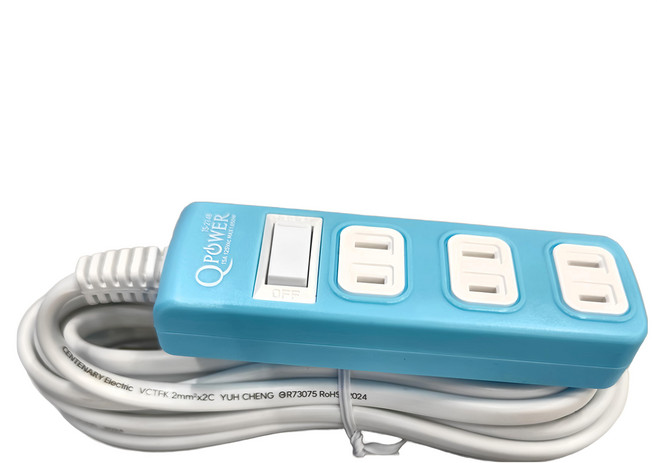 Tyson 太順電業 QPOWER 太超值 1切4座2P延長線插座 TS-214B, 4.5m, 碧藍色, 1條