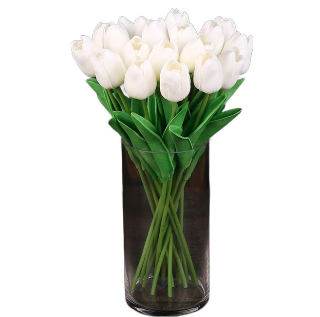 KUIBAO 快豹生活 韓風ins 仿真郁金香, 白色, 10件