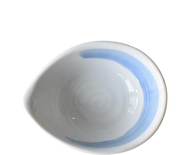 SAWATOUKI 佐和陶瓷 藍刷毛片口缽 日本製 10.5 x 8 x 4cm 100ml, 1個, 白色