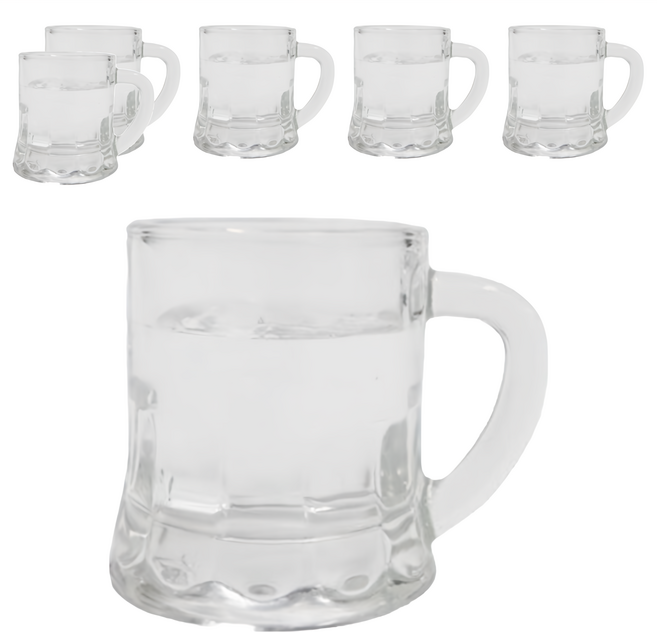 PAMIRE 把手燒酒杯 矮胖杯型 60ml, 透明, 6入