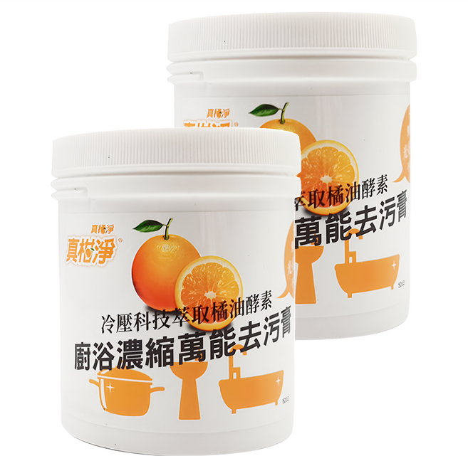 真柑淨 浴廚濃縮萬用去污膏 500g 冷壓橘油酵素 廚房浴室清潔, 2罐