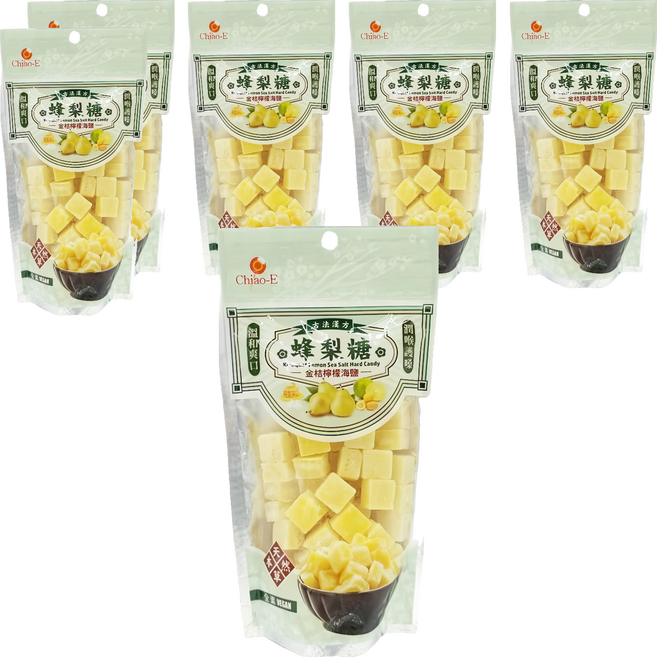Chiao-E 巧益 金桔檸檬海鹽蜂梨糖, 210g, 6包