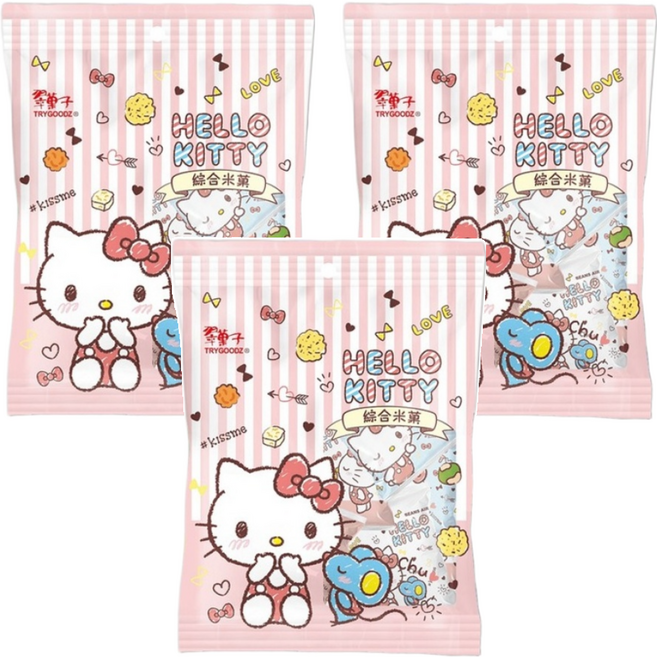 TRYGOODZ 翠菓子 HELLO KITTY 旅行米果, 196g, 3袋