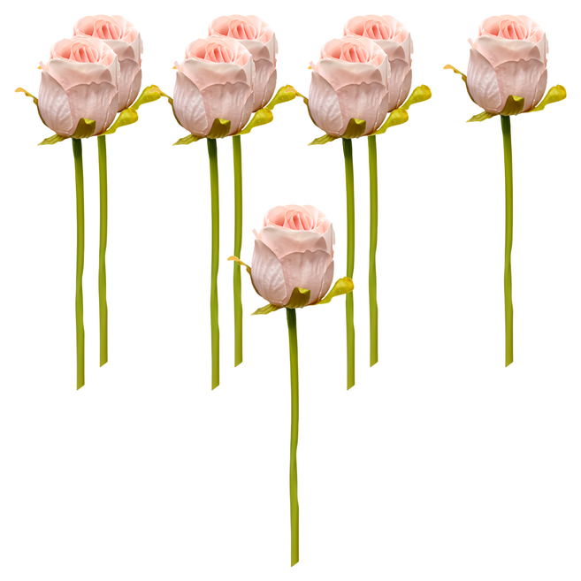Floral M 花藝 仿真花 法式西麗雅玫瑰優雅粉花材, 8支, 粉色