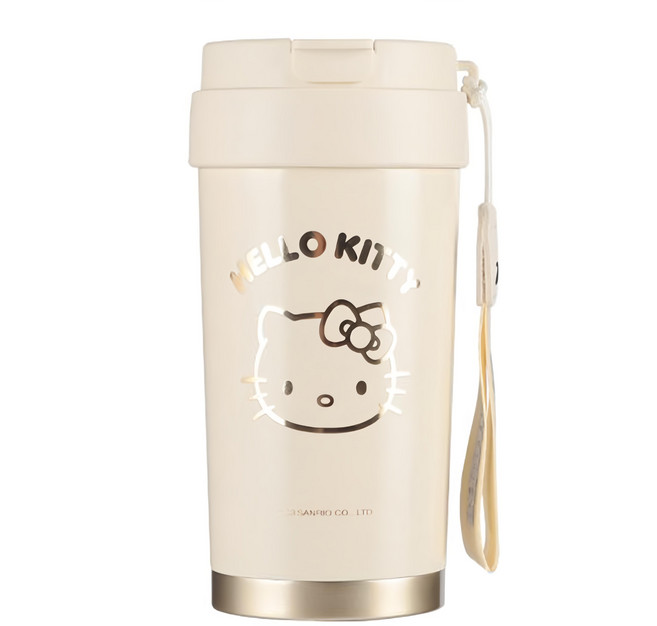 BEDDYBEAR 杯具熊 316不鏽鋼保溫輕心咖啡杯, 白金HELLO KITTY, 500ml, 1個