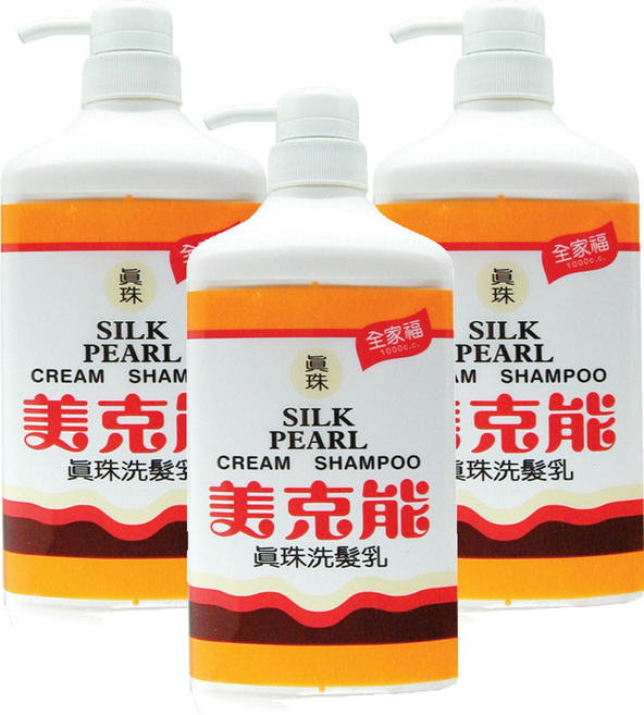 MEKELONG 金美克能 真珠洗髮乳 清甜桃香 含絲蛋白和卵磷脂 秀髮柔順有光澤, 1000cc, 3瓶