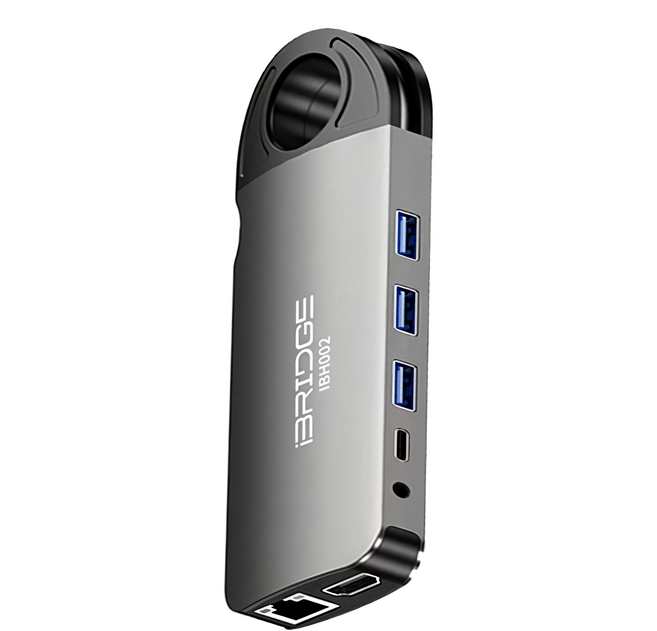 iBRIDGE 10合1 Type-C Hub 多功能4K轉接器 USB鋁製集線器 適用於SD、Micro SD、讀卡器, IBH002, 1個
