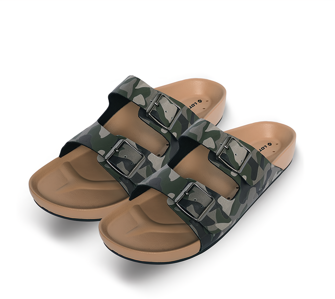 LOTTO 樂得 男款 CAPRI 迷彩休閒拖鞋, 綠色, 270mm