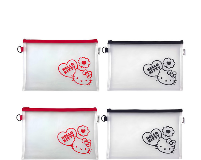 Hello Kitty 凱蒂貓 A4網面文件袋4件組 紅色2個 + 黑色2個, A4, 4個
