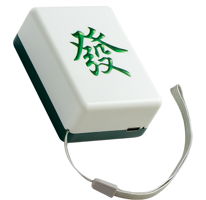 aibo 麻將造型 USB充電式 隨身暖手寶/暖蛋, USB-23T1, 發財 白 + 綠色