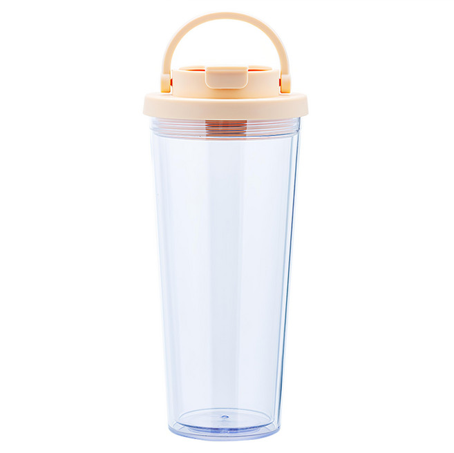 cook power 鍋寶 晶透雙層吸管杯 附吸管 + 吸管刷, 香草奶, 700ml, 1個