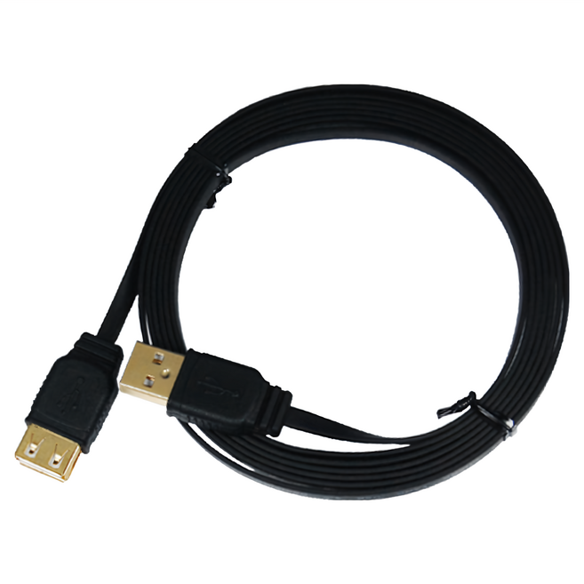 i-gota 愛購它 USB 2.0 A公-A公 黑色扁線 鍍金頭 FUSB-AAPP02, 2m, 1入