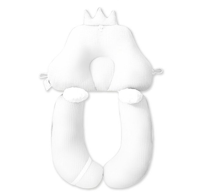 OhBabyLying 讓寶寶躺躺 嬰兒枕 安撫定型枕 荳荳絨 + 網眼, 白色, 1組