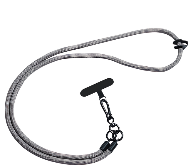 LEEU DESIGN Sunday Life 多功能可斜背手機掛繩/背帶 - 適用於多種手機殼 120cm聚酯纖維材質, 淺灰色, 1組