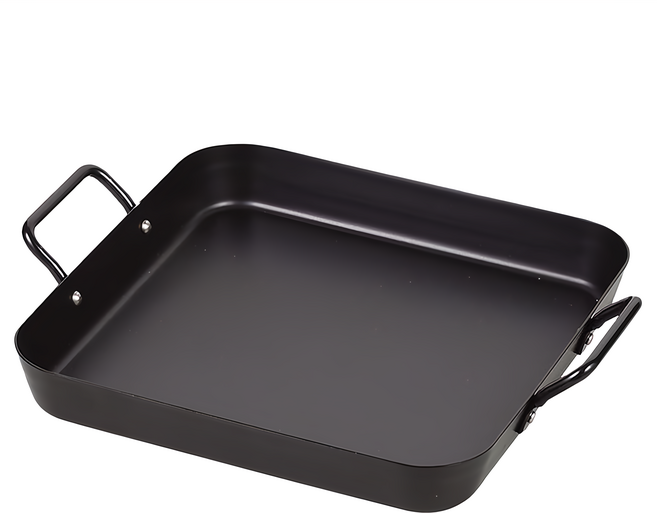 PEARL LIFE 珍珠金屬 鐵製方形烤盤 適用IH與瓦斯爐 HB-4514, 25cm, 1個