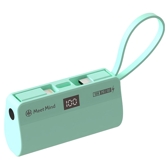 Meet Mind PD/QC 直插式行動電源 5000mAh Type-C, PB5000, 藍 薄荷綠