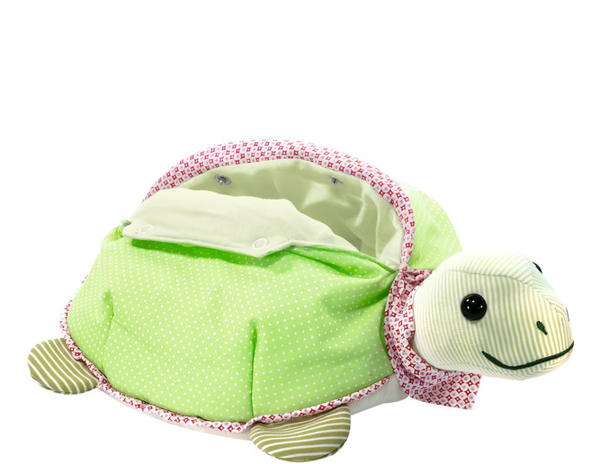 Steiff 金耳釦泰迪熊 嬰幼兒玩偶 little circus turtle with bag 德國品牌, 36cm, 1個
