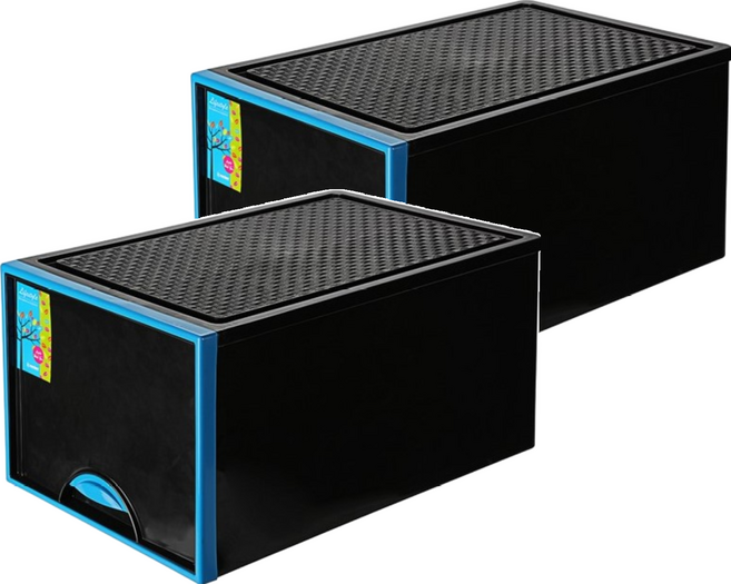 KEYWAY 聯府 時尚黑抽屜整理箱 VK-729 64L, 水藍色, 2個