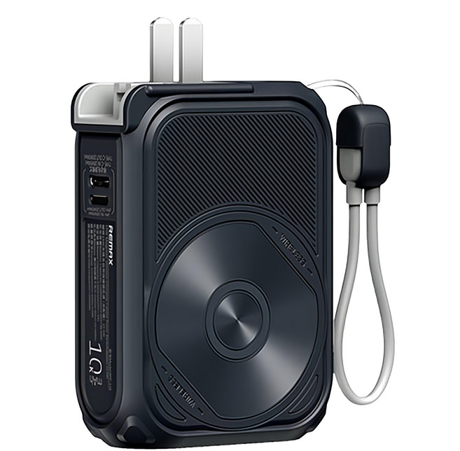 磁吸15W無線充自帶線AC電源 10000mAh行動電源 RPP-116B 133 x 92 x 35mm 260g, 黑色, 1盒