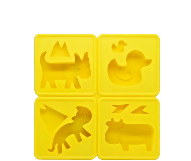 EEeEK 艾克 魔塊 Story mold 可愛動物造型模組 100%無毒矽膠 耐高溫 可用於微波爐 烤箱 冰箱, 寵物之家 黃色, 1組