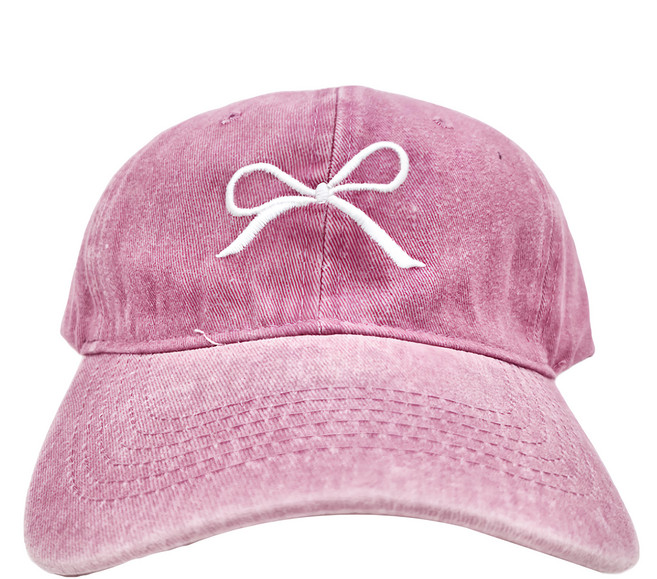 水洗蝴蝶結刺繡棒球帽 可調節設計