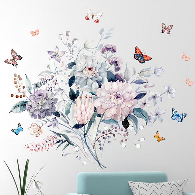 ins 歐風系列 壁貼 2張, 多色 花卉圖案, 1組