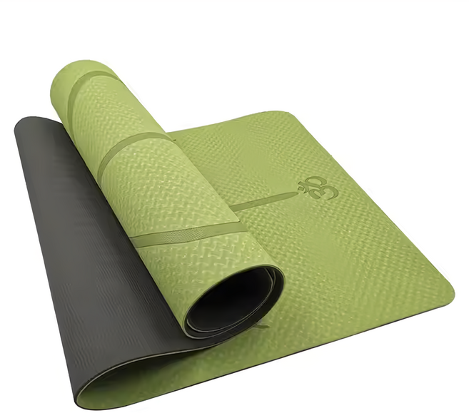 AMYUP 小鮮肉媽咪寶貝生活館 環保TPE正位線瑜珈墊, 艾草綠, 1個