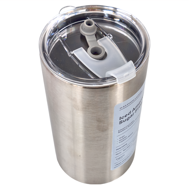 304雙層不鏽鋼帶蓋吸管杯, 銀色, 600ml, 1個