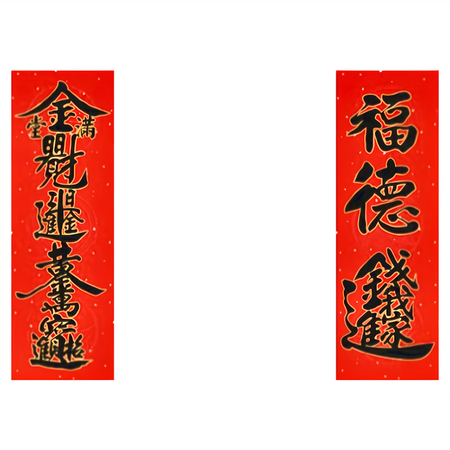 財神小舖 吉祥行運 必貼春聯 含開光 18x52公分 燙金春聯, 紅色