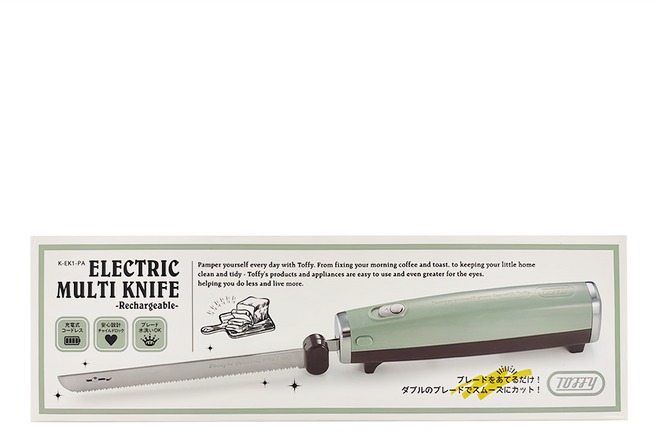 TOFFY Classic 電動料理刀 充電式 USB充電 日本設計, 綠色, 1個