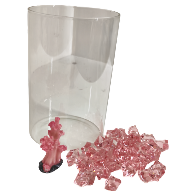 水幻奇境 桌面創意鬥魚缸 圓缸, 透明色 + 粉紅色, 1組