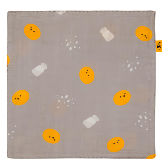 Runny yolk. 朗尼幼克 純棉小方巾 100%純棉 台灣製造 25x25cm, 粉墨登場 奶灰色, 1條