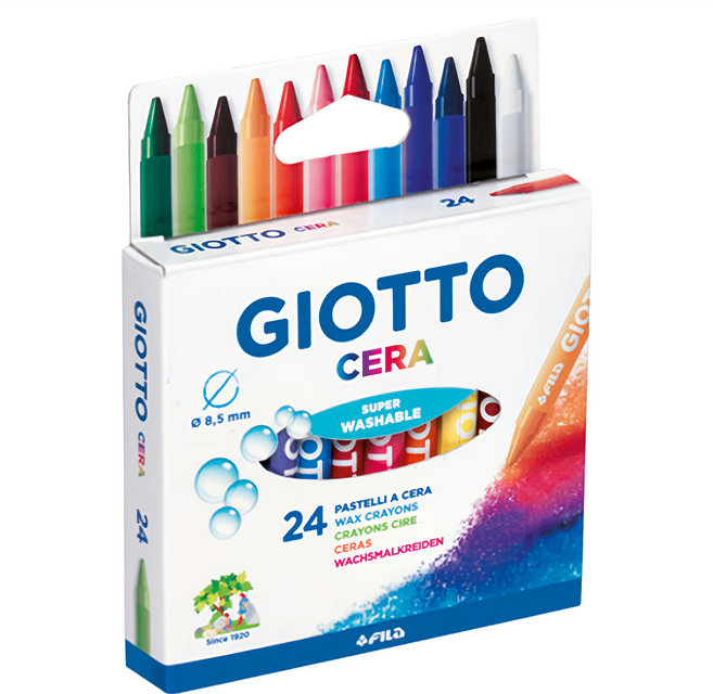 GIOTTO 兒童隨身蠟筆 Set 24色 色彩柔和 順滑好上色 光滑表面輕鬆清洗, 1盒