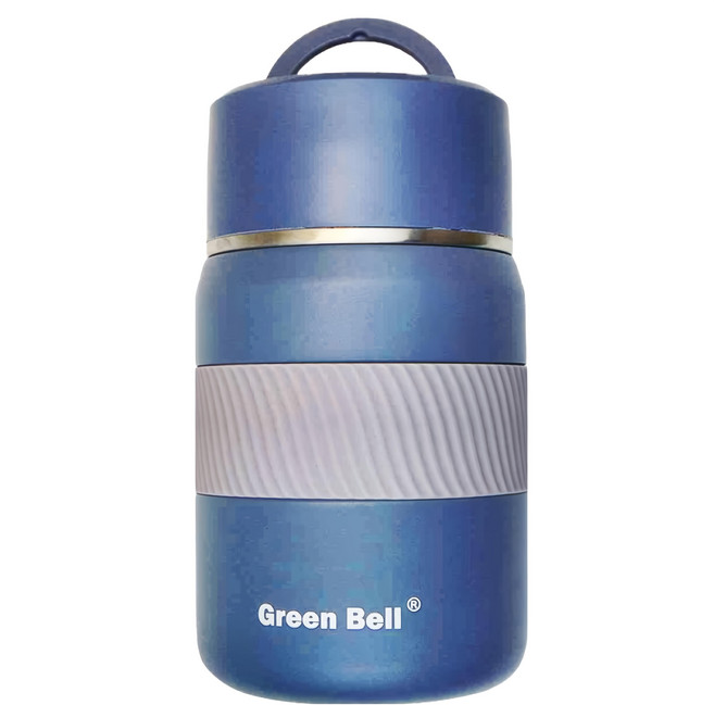 Green Bell 綠貝 316陶瓷悶燒罐 耐熱保溫 附湯匙 附保護套, 琉璃藍, 1L, 1個