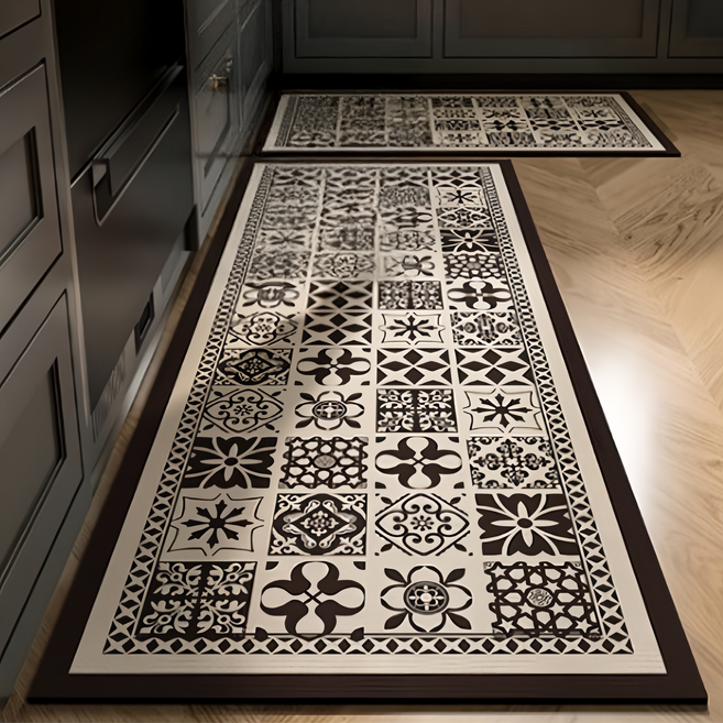 硅藻泥軟墊, 花香滿屋 黑色 + 米色