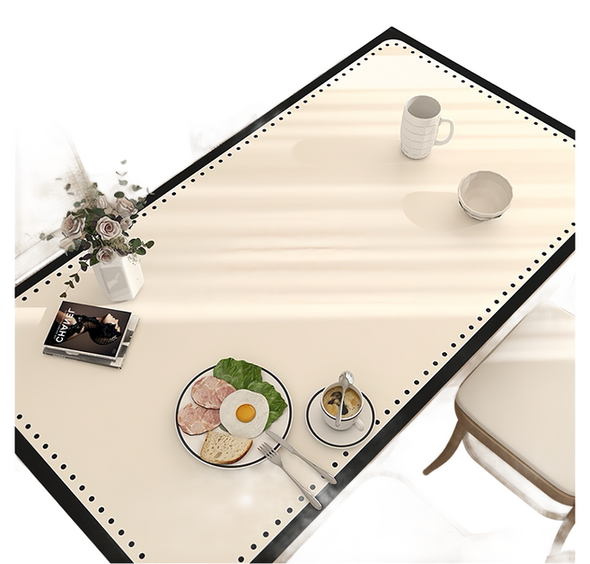 Arbor Home 喬木居家 輕奢防燙隔熱皮革桌布, 100 x 50cm, 黑色 + 白色, 1個