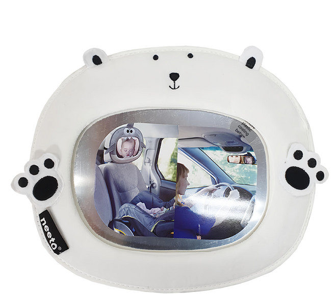 OrganicFactory Nitu 汽車座椅寶寶觀察後視鏡, 北極熊 白色, 1個