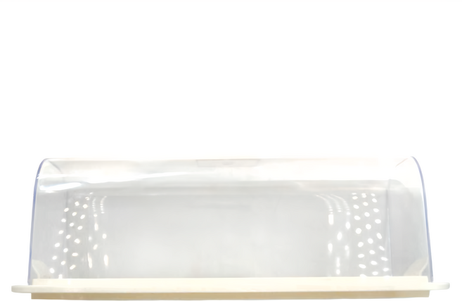 AKEBONO 曙產業 附蓋蛋糕收納盒 長型 35 x 13.5 x 12.5cm, 米色 + 透明色, 1個