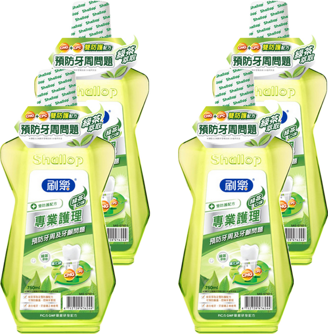 Shallop 刷樂 專業護理漱口水 綠茶口味, 750ml, 4瓶