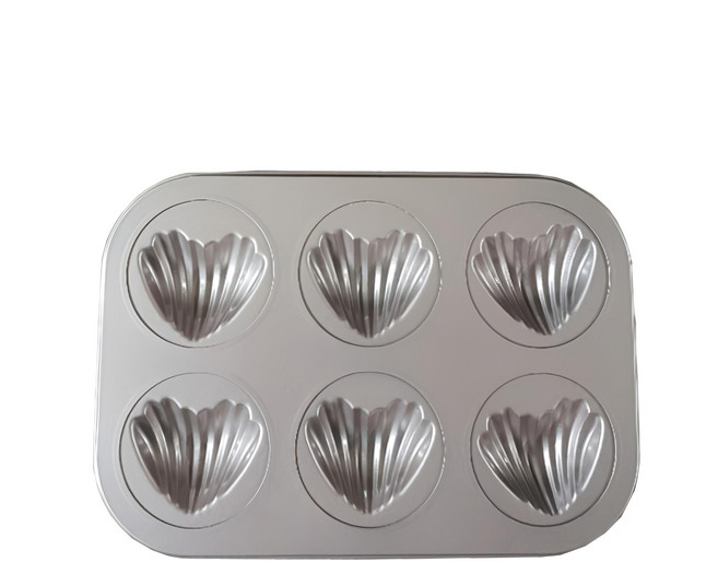 AGJG 6格心型瑪德蓮烤模 方便收納 適用於-40°C~240°C, 1個