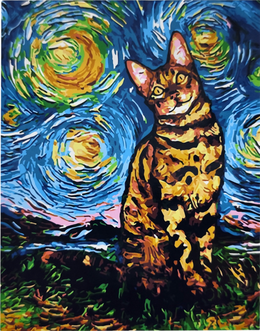 ArtLife 藝術生活 數字油畫DIY DT067 50 x 40cm, 星夜貓, 1組