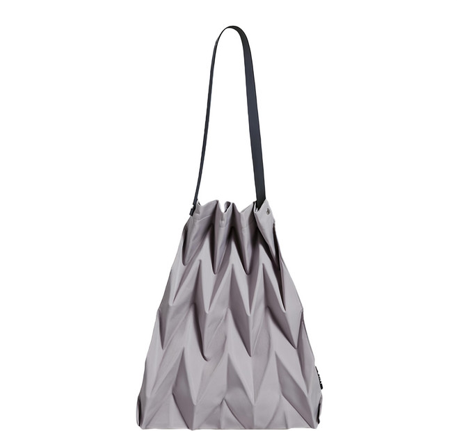 PAVI studio 褶皺肩背包 聚酯纖維 耐磨皮革背帶, 迷霧灰