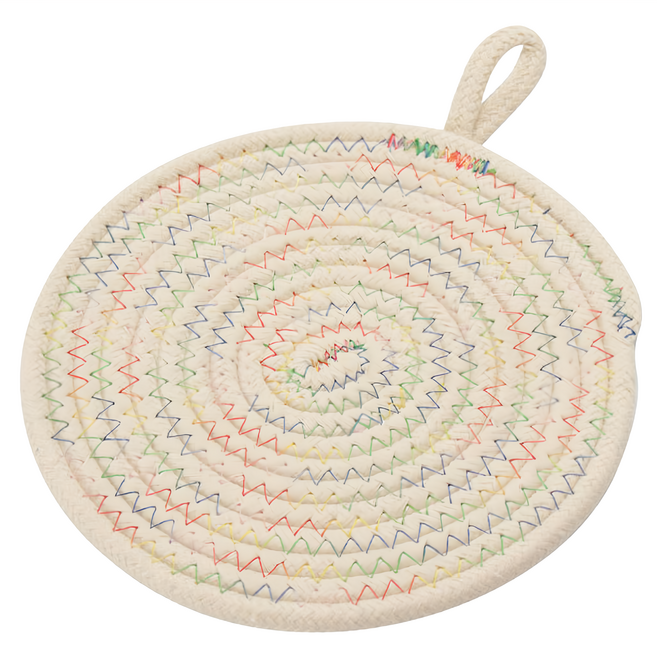 MOCODO 伴佳家 加厚編織棉 隔熱墊 GOOL MULTI TW 直徑 18cm, 米色, 1個