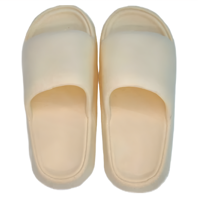 EVA 踩屎感超厚休閒拖鞋, 250~255mm, 奶油黃