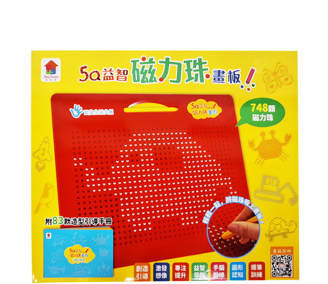 双美生活文創 5Q益智磁力珠畫板, 紅色, 1個