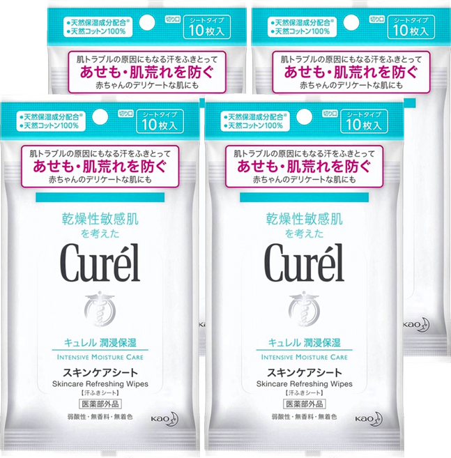 Curel 珂潤 溫和保濕潔膚紙 10張, 4包, 54ml