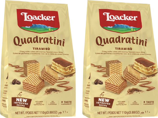 Loacker 萊佳哈斯 方角哈斯餅 提拉米蘇味, 110g, 2包
